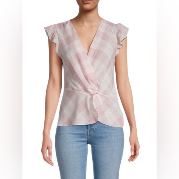 Laundry by Shelli Segal Women's Sleeveless Printed Plaid Knot-Front Top Size S - Picture 1 of 11
